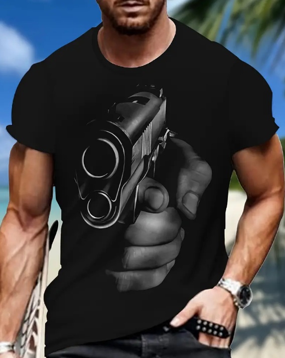Men's Printed T-shirt, Energetic Short Sleeved Round Neck T-shirt, Summer Outdoor Men's Clothing - Image 3