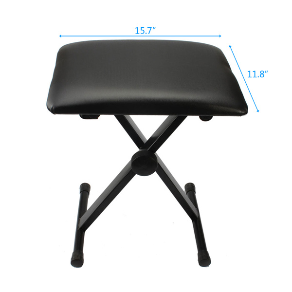 X-type Keyboard Stand And Adjustable Folding Piano Bench Stool Seat -Black - Image 4